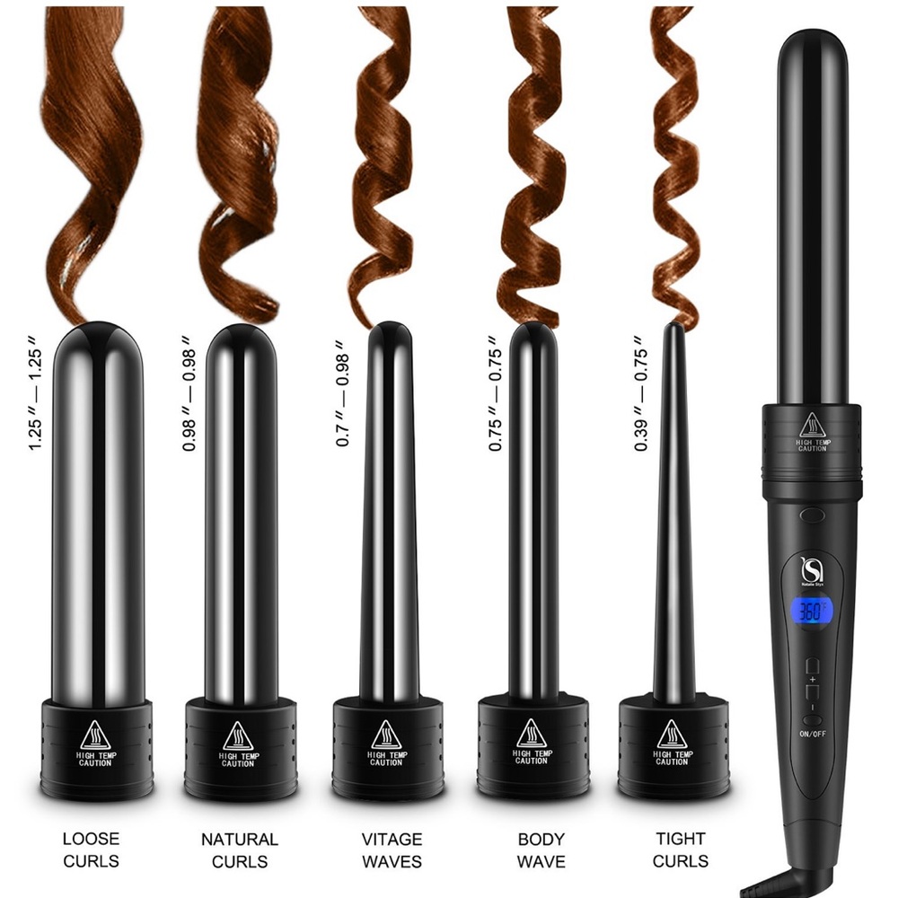 Natalie Styx Ceramic Curling Wand with 5 Barrels